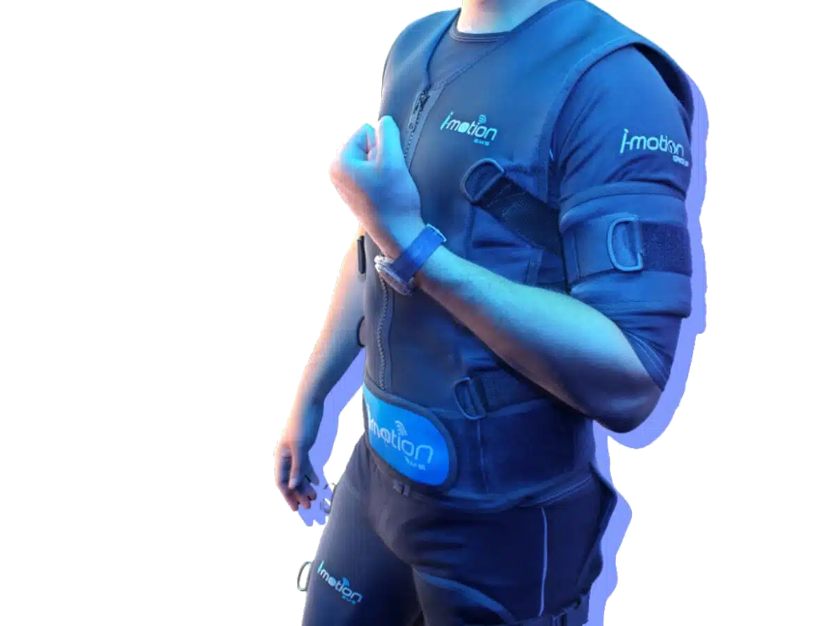 Tenue d'électrostimulation i-motion EMS — gilet Bio-Jacket bleu